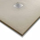 Plato de ducha 170x70 de resina efecto piedra con rejilla de acero - Domio Viadurini