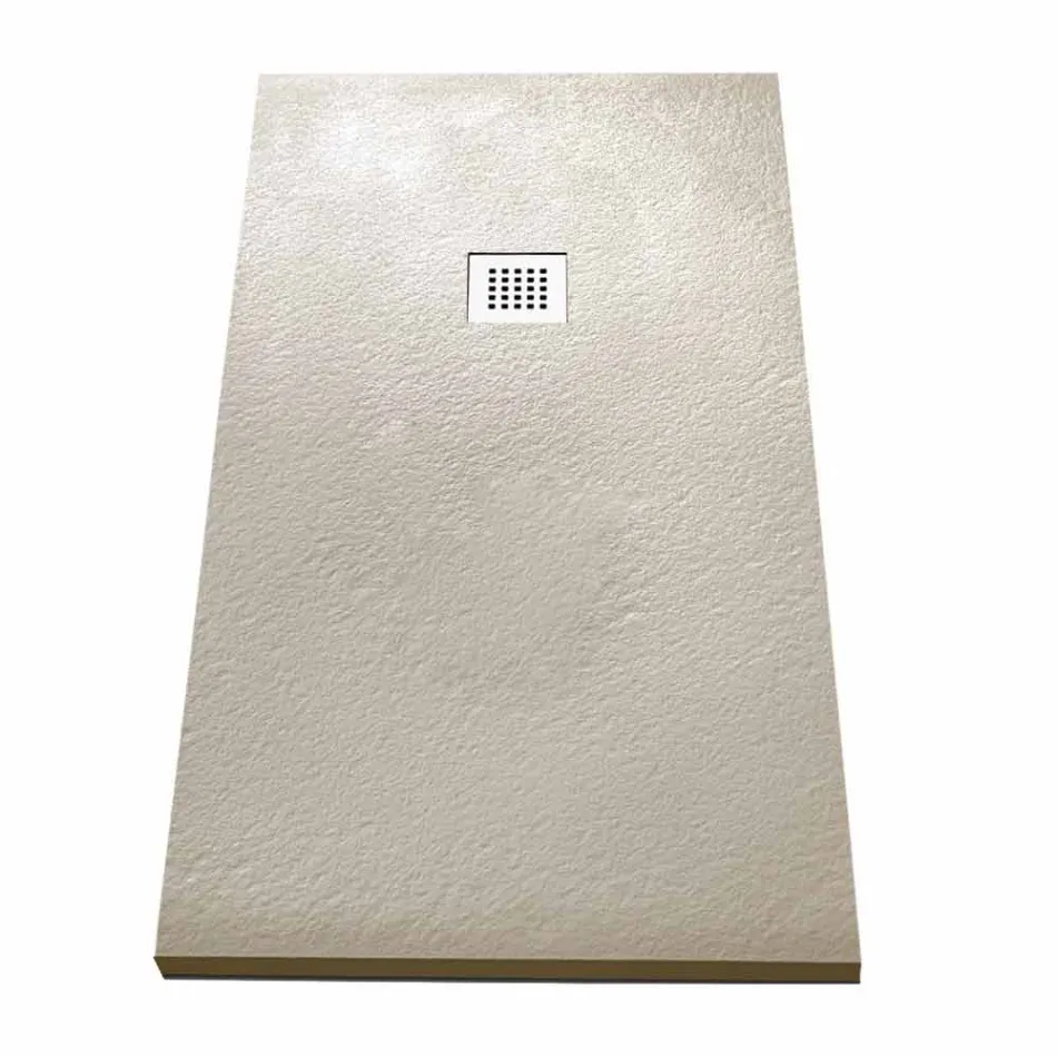Plato de ducha moderno rectangular 160x80 en resina efecto piedra - Domio Viadurini