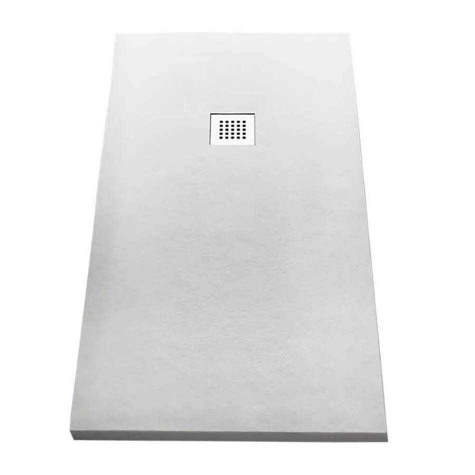 Plato de ducha moderno rectangular 160x80 en resina efecto piedra - Domio Viadurini