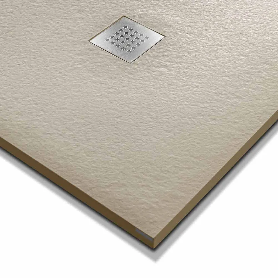 Plato de ducha rectangular 140x80 de resina con rejilla de acero - Domio Viadurini