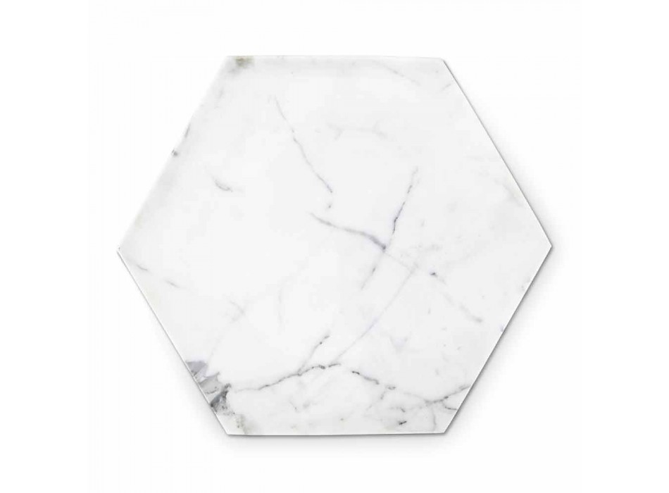 Plato de diseño hexagonal en mármol blanco de Carrara hecho en Italia - Sintia Viadurini