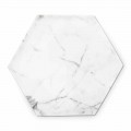 Plato de diseño hexagonal en mármol blanco de Carrara hecho en Italia - Sintia