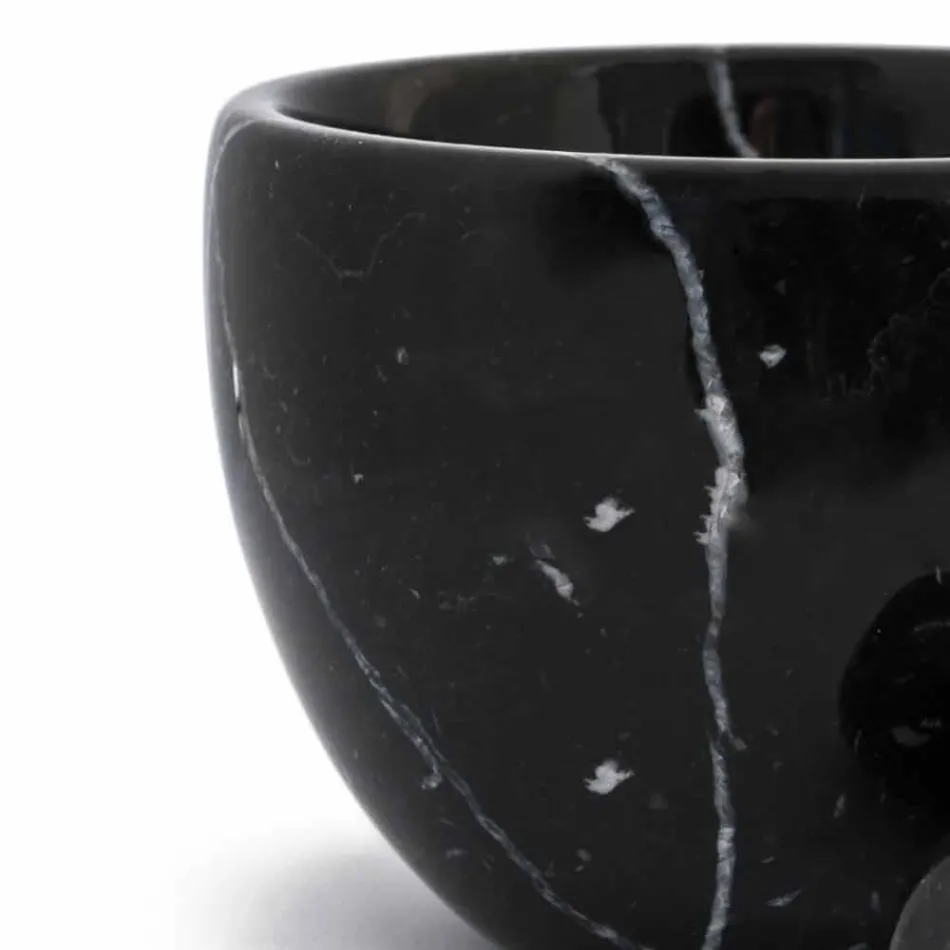 Pequeño Mortero con Mortero en Mármol Blanco Carrara Hecho en Italia - Mirel Viadurini