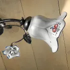 Lámpara de Techo 2 Luces en Metal y Cerámica con Rosas Pintadas a Mano - Pisa Viadurini