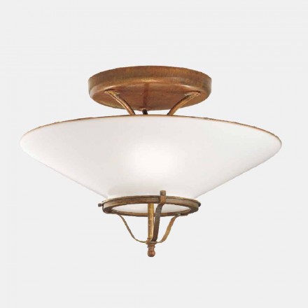 Lámpara de techo con 3 luces de latón y cono de cristal de Murano - Country de Il Fanale Viadurini