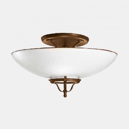 Lámpara de techo con 3 luces Semisfera de latón y cristal de Murano - Country de Il Fanale Viadurini