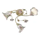 Plafón 3 Luces Metal y Cerámica Pintada a Mano Alambre Rojo - Pisa Viadurini