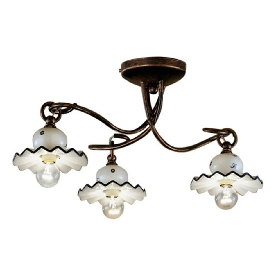 Lámpara de Techo con 3 o 4 Luces en Cerámica Artesanal Decorada a Mano - Roma Viadurini