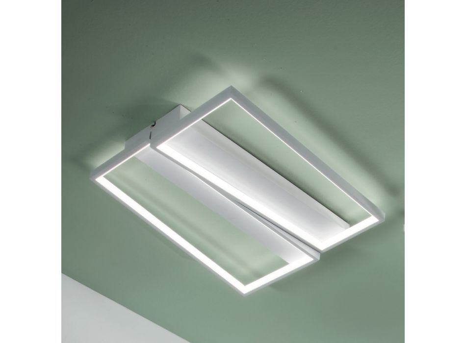 Lámpara de techo LED con estructura metálica en acabado blanco - Squadra Viadurini