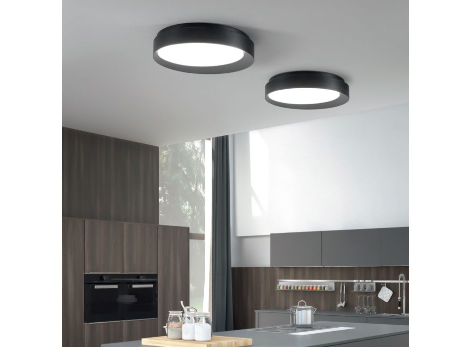 Lámpara de techo LED regulable en metal pintado negro o blanco - Ascania Viadurini