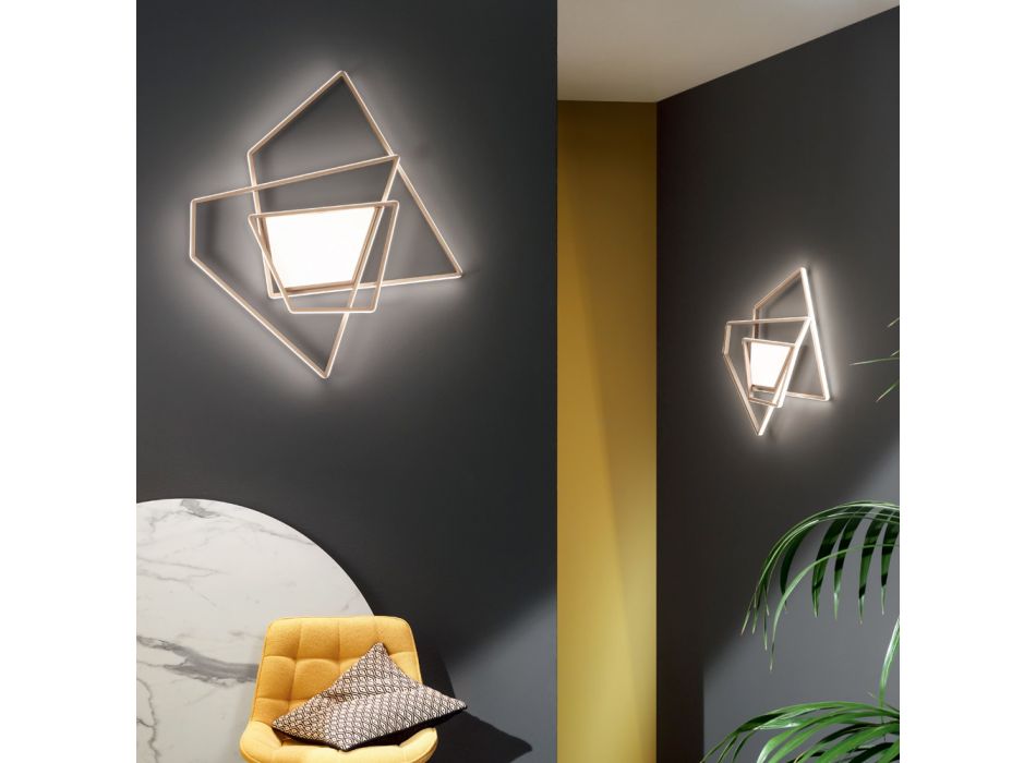 Lámpara de pared LED regulable en metal dorado o plateado - Galáctica Viadurini