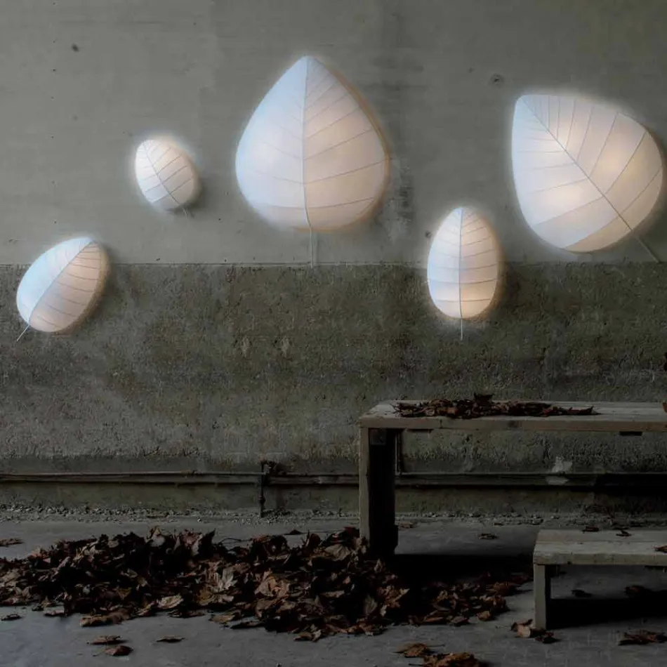 Lámpara de pared en metal y diseño de licra blanca en 3 dimensiones - Follaje Viadurini