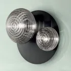 Lámpara de pared de vidrio soplado con estructura metálica - Swallow Viadurini