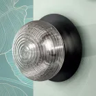 Lámpara de pared de vidrio soplado con estructura metálica - Swallow Viadurini