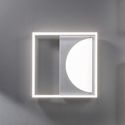 Lámpara de techo LED en metal plateado con difusor perimetral - Arco Viadurini