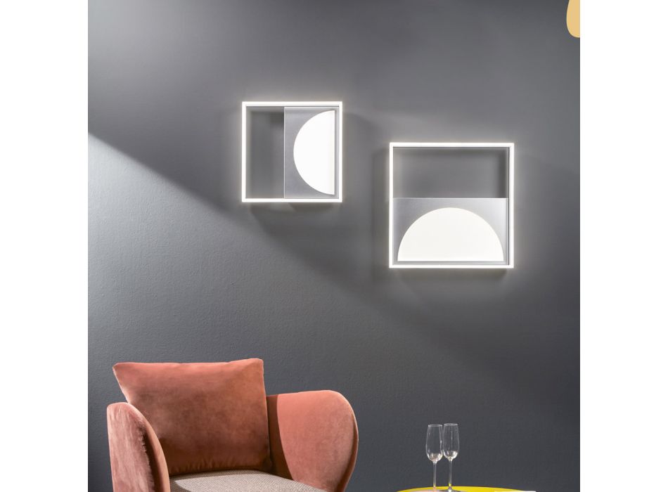 Lámpara de techo LED en metal plateado con difusor perimetral - Arco Viadurini