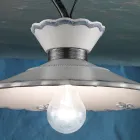 Lámpara de Techo Artesanal en Cerámica Efecto Bordado Pintada a Mano - Ravenna Viadurini