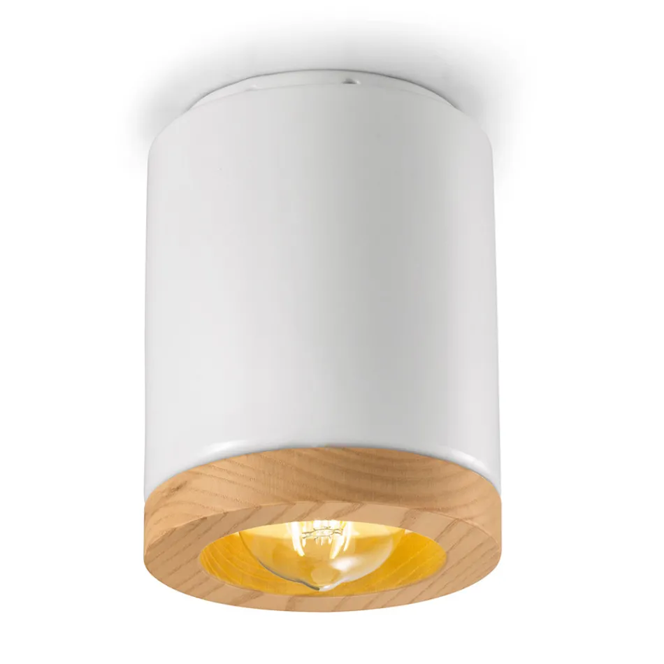 Lámpara de Techo Artesanal Estilo Nórdico Madera y Cerámica - Nateca Viadurini