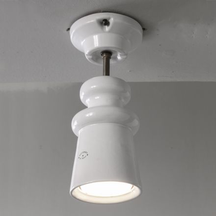Lámpara de techo artesanal en mayólica y aluminio Made in Italy - Toscot Battersea Viadurini