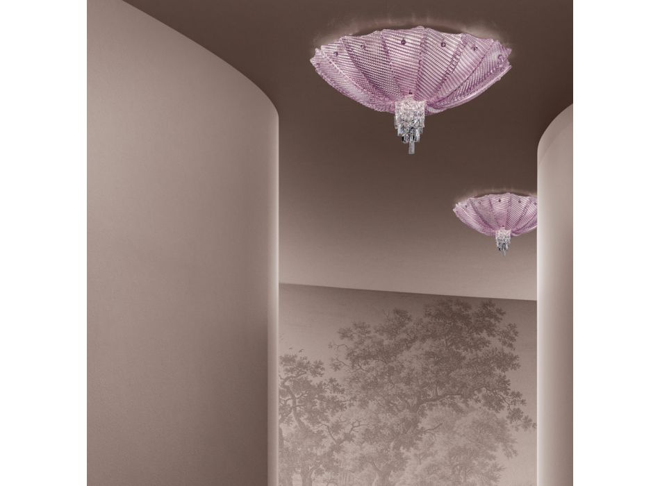 Lámpara de techo veneciana hecha a mano en vidrio y metal Made in Italy - Fabiana Viadurini