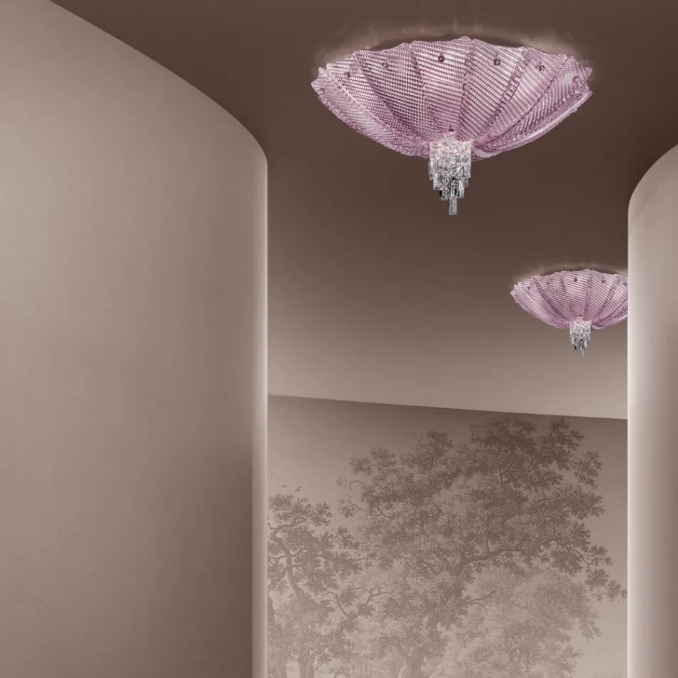 Lámpara de techo veneciana hecha a mano en vidrio y metal Made in Italy - Fabiana Viadurini