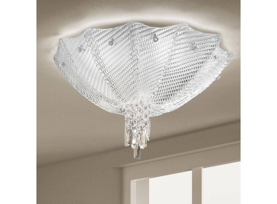 Lámpara de techo veneciana hecha a mano en vidrio y metal Made in Italy - Fabiana Viadurini