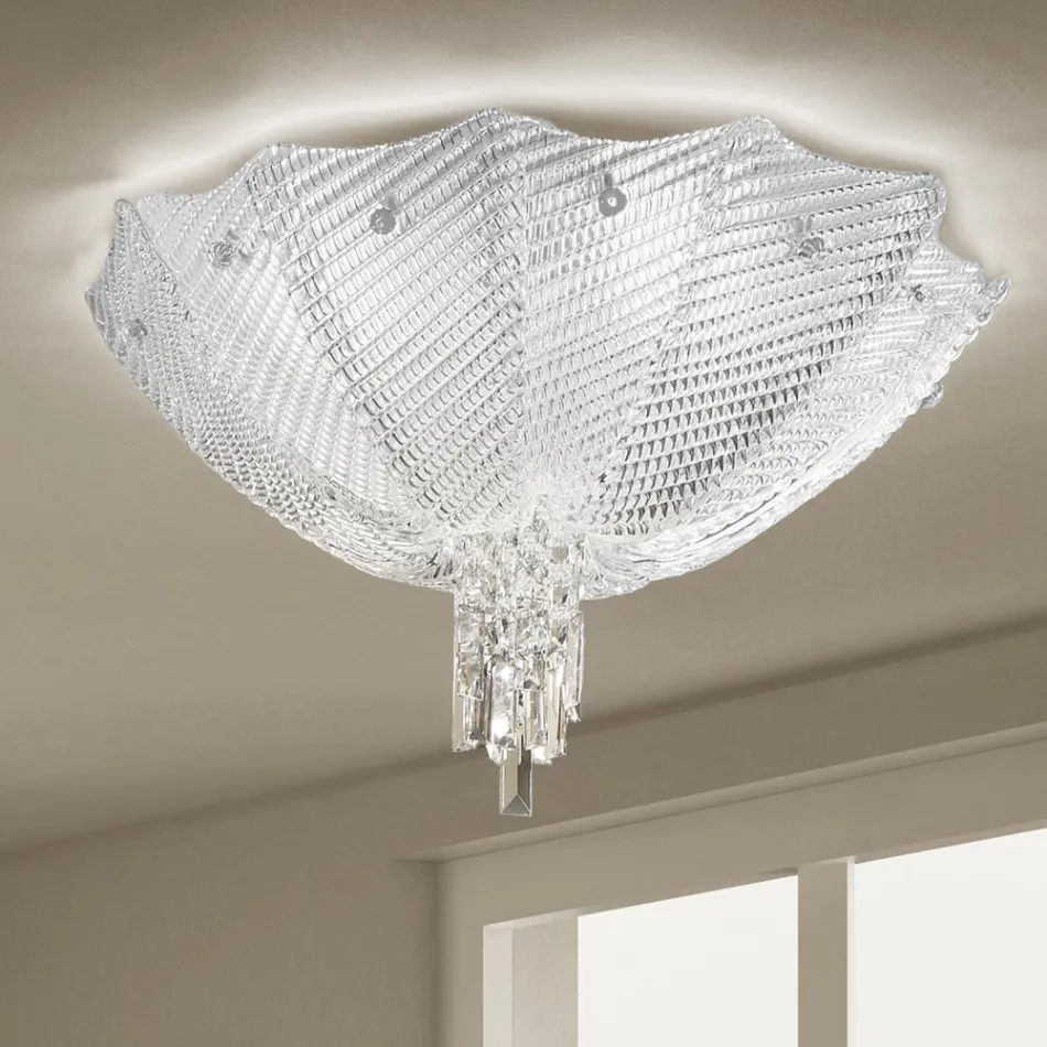 Lámpara de techo veneciana hecha a mano en vidrio y metal Made in Italy - Fabiana Viadurini