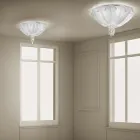 Lámpara de techo veneciana hecha a mano en vidrio y metal Made in Italy - Fabiana Viadurini