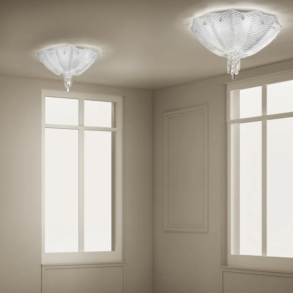 Lámpara de techo veneciana hecha a mano en vidrio y metal Made in Italy - Fabiana Viadurini