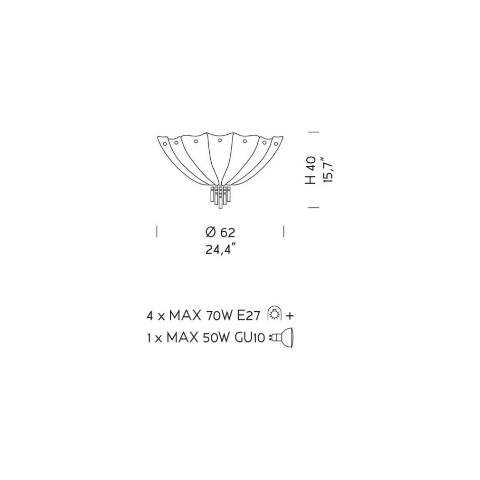 Lámpara de techo veneciana hecha a mano en vidrio y metal Made in Italy - Fabiana Viadurini