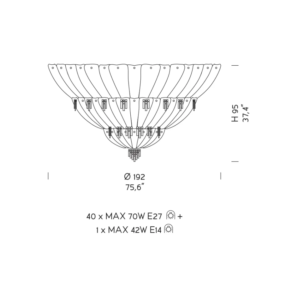 Plafón clásico en Venecia cristal y metal Made in Italy - Fabiana Viadurini
