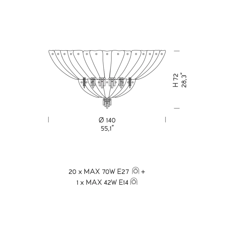 Plafón clásico en Venecia cristal y metal Made in Italy - Fabiana Viadurini