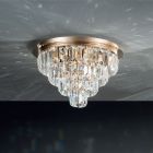 Lámpara de techo clásica de metal dorado y colgantes de cristal de lujo - Jerome Viadurini