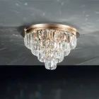 Lámpara de techo clásica de metal dorado y colgantes de cristal de lujo - Jerome Viadurini