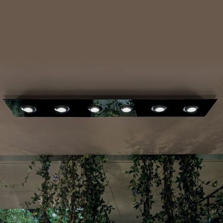 Lámpara de techo con placa de vidrio plano y rebajes - Kora Viadurini