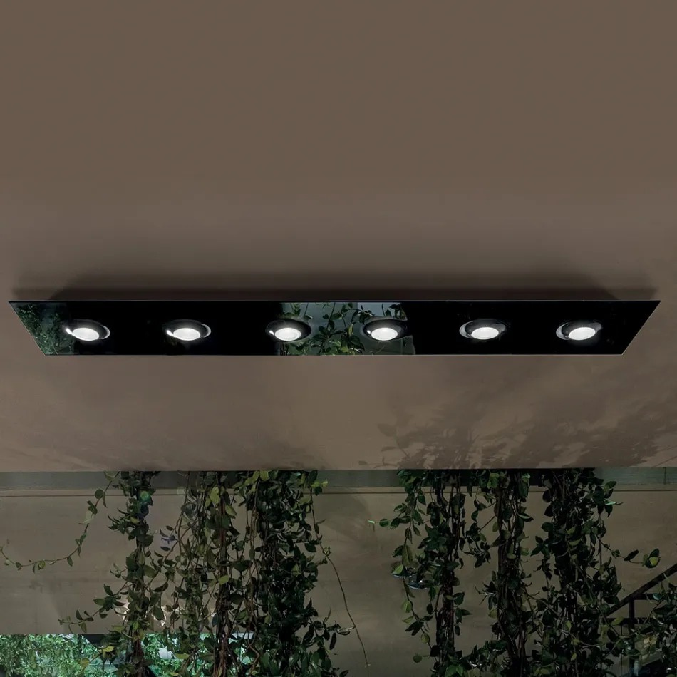 Lámpara de techo con placa de vidrio plano y rebajes - Kora Viadurini