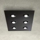 Lámpara de techo con placa de vidrio plano y rebaje de altura. Fabricada en Italia - Kora. Viadurini