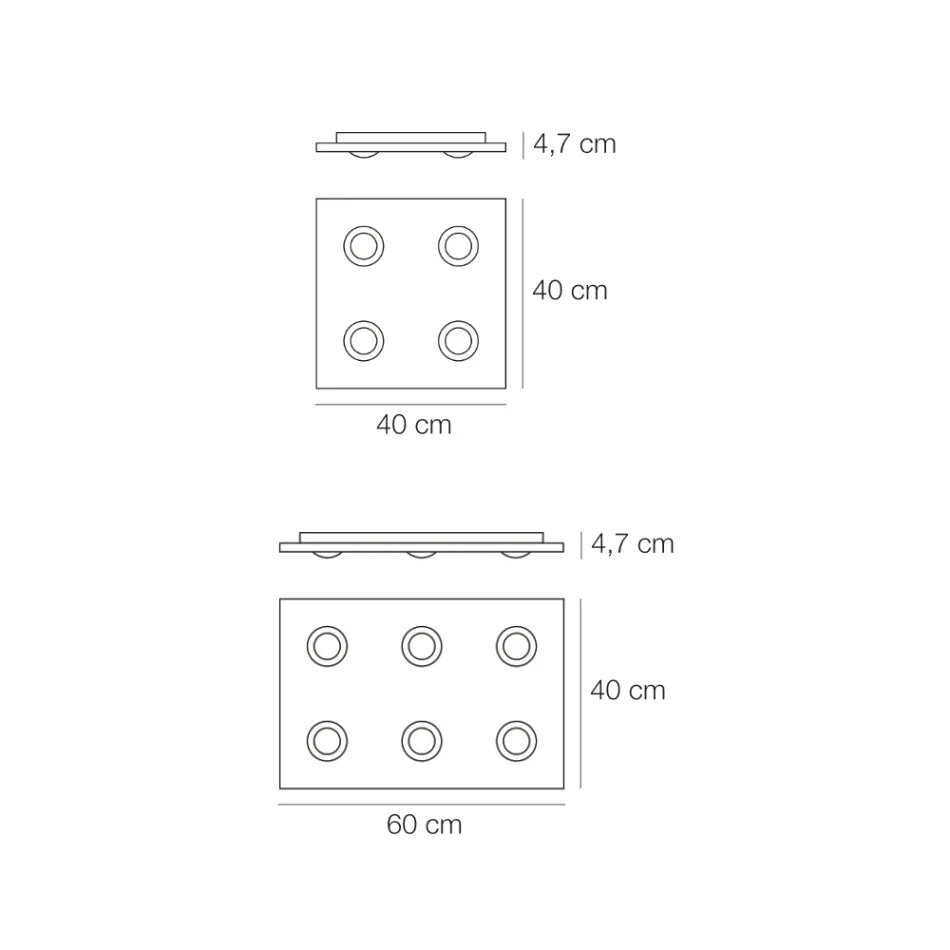 Lámpara de techo con placa de vidrio plano y rebaje de altura. Fabricada en Italia - Kora. Viadurini