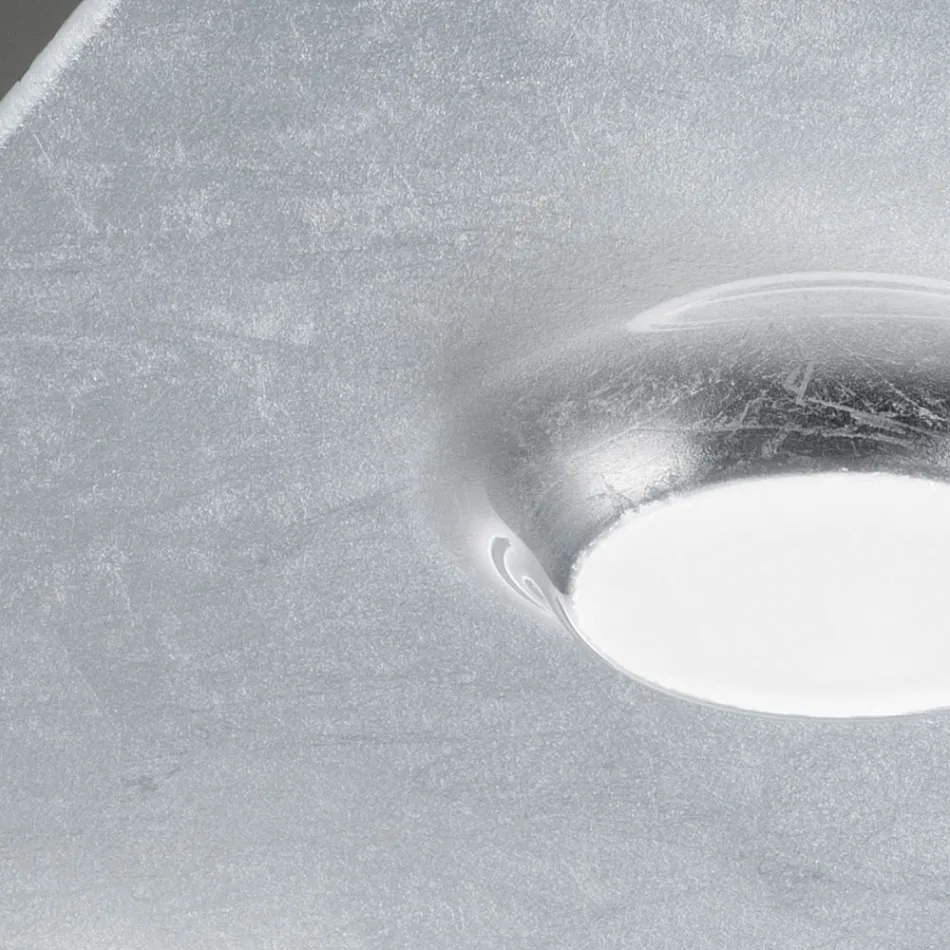 Lámpara de techo con placa de vidrio plano y rebaje de altura. Fabricada en Italia - Kora. Viadurini