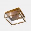Lámpara de techo para exteriores con 2 luces de latón y vidrio vintage - Framework de Il Fanale