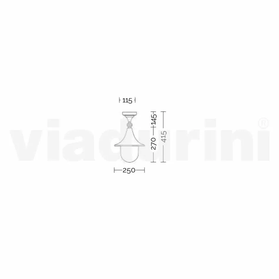 Lámpara de techo de jardín de aluminio fundido a presión fabricada en Italia, Anusca Viadurini