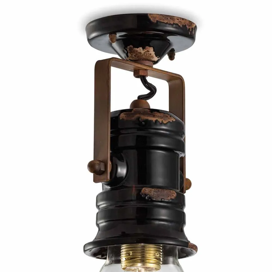 Lámpara de techo proyector de cerámica techo, vidrio y metal Bryanna Viadurini