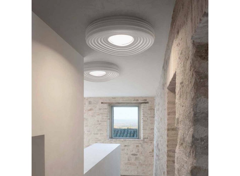Lámpara de techo de diseño moderno para sala de estar en yeso blanco mate - Regaliz Viadurini