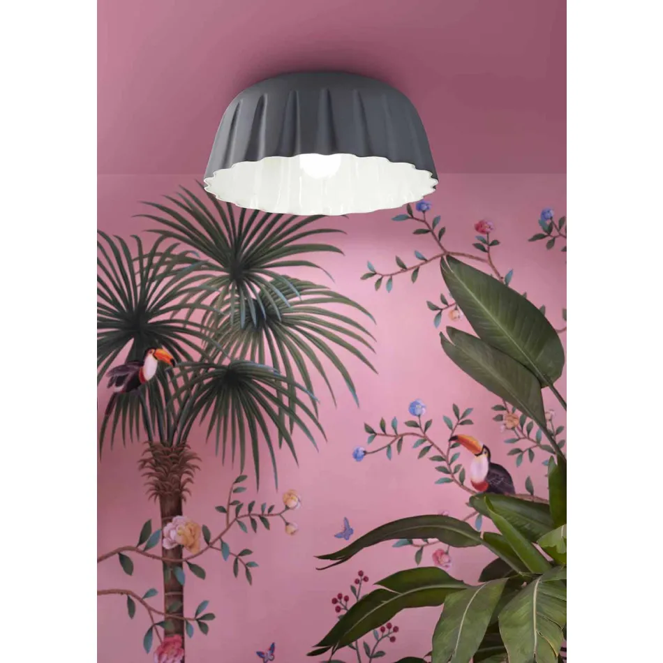 Lámpara de techo de cerámica de diseño vintage Made in Italy - Ferroluce Madame Grès Viadurini