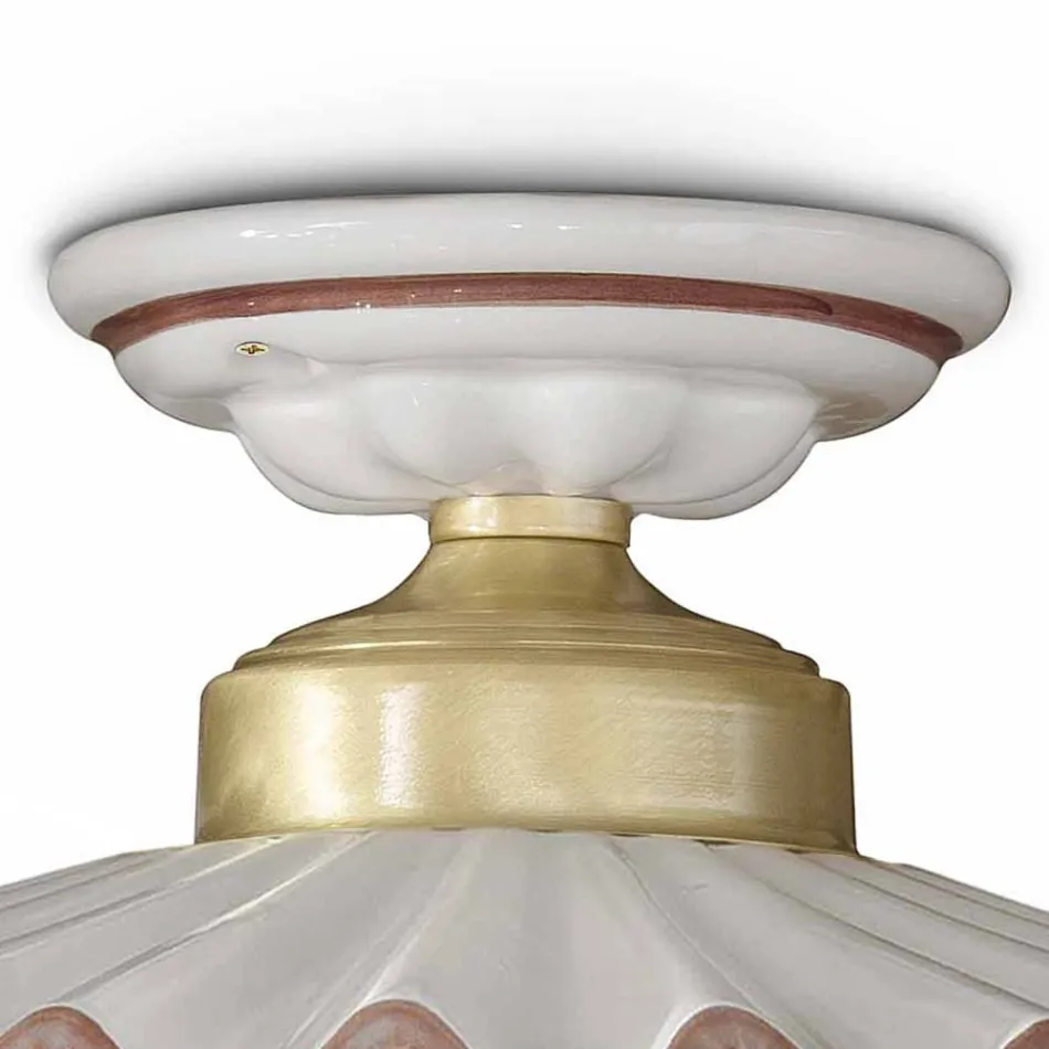 Plafón de Cerámica Brillo Plisado y Borde Pintado a Mano - Laquila Viadurini