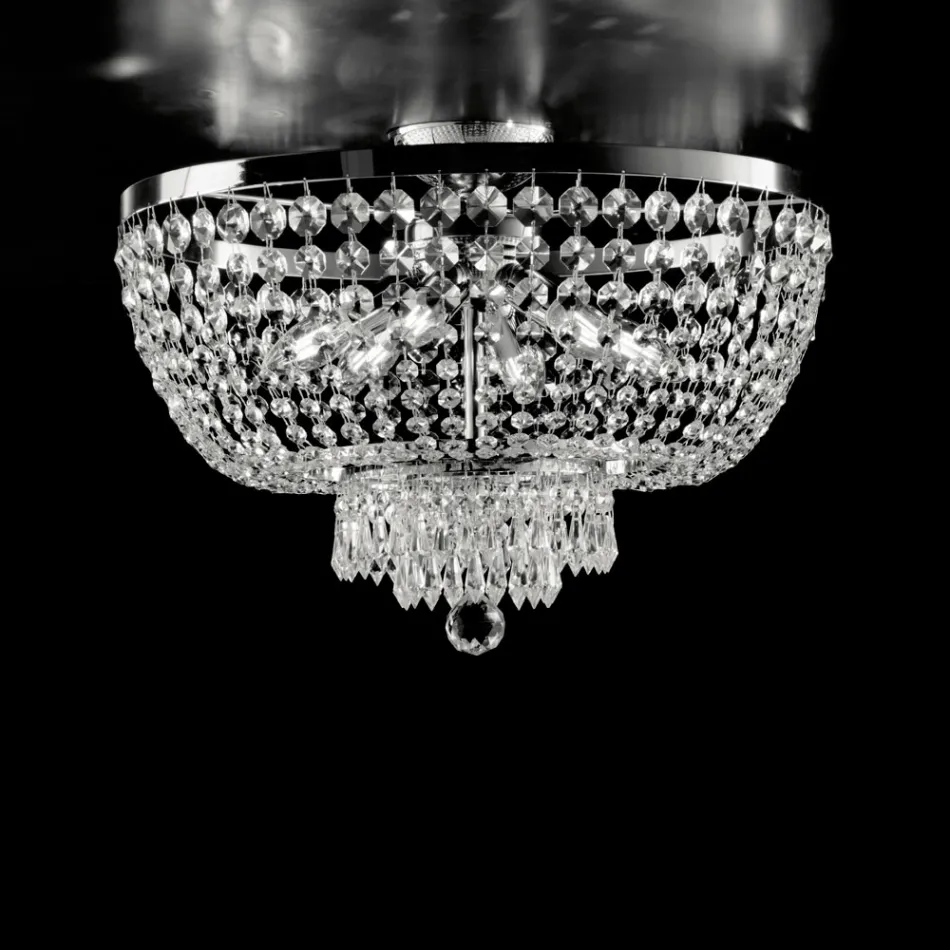 Lámpara de techo de hierro y oro con pedrería, fabricada en Italia para decoración de interiores - Austria Viadurini