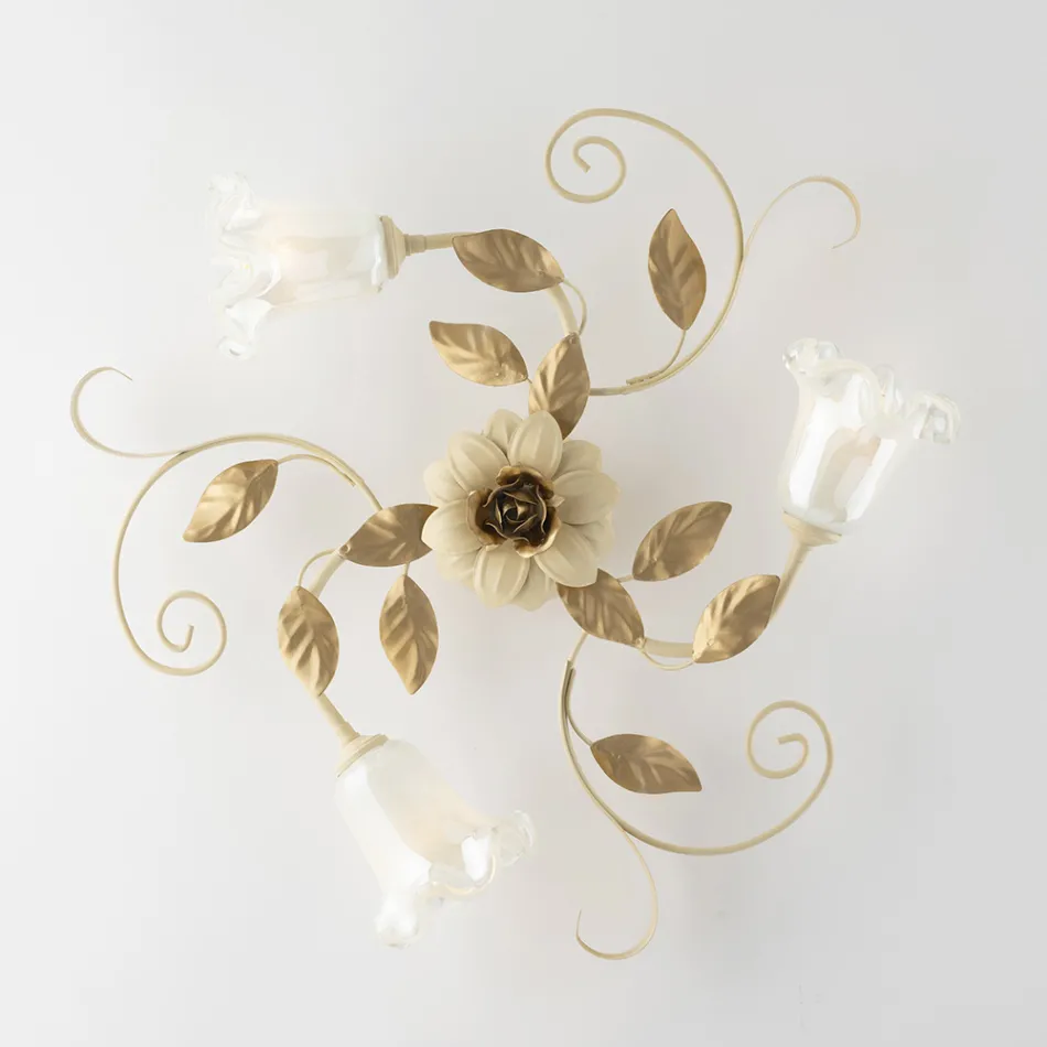 Lámpara de techo de hierro lacado en marfil, fabricada en Italia, para decoración de interiores - Marrakech Viadurini