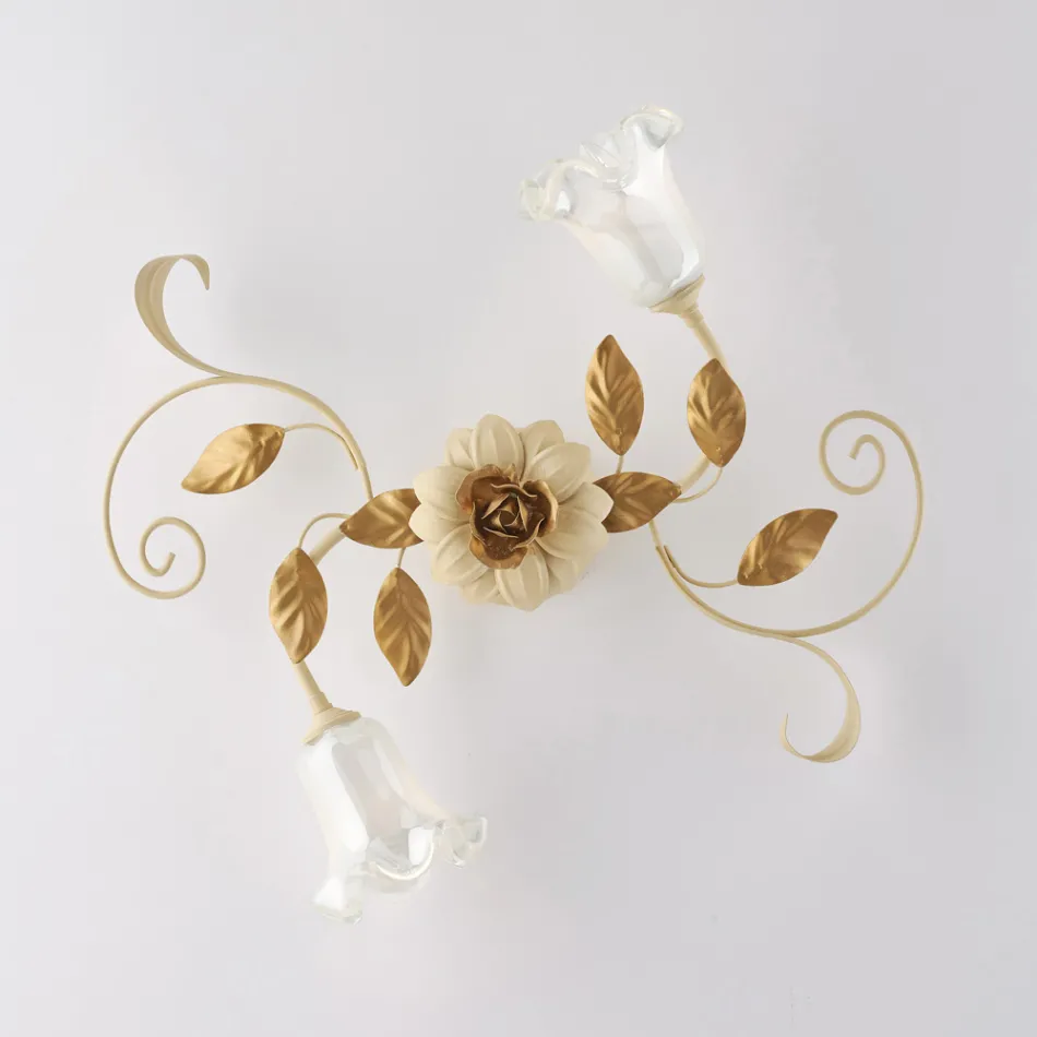 Lámpara de techo de hierro lacado en marfil, fabricada en Italia, para decoración de interiores - Marrakech Viadurini