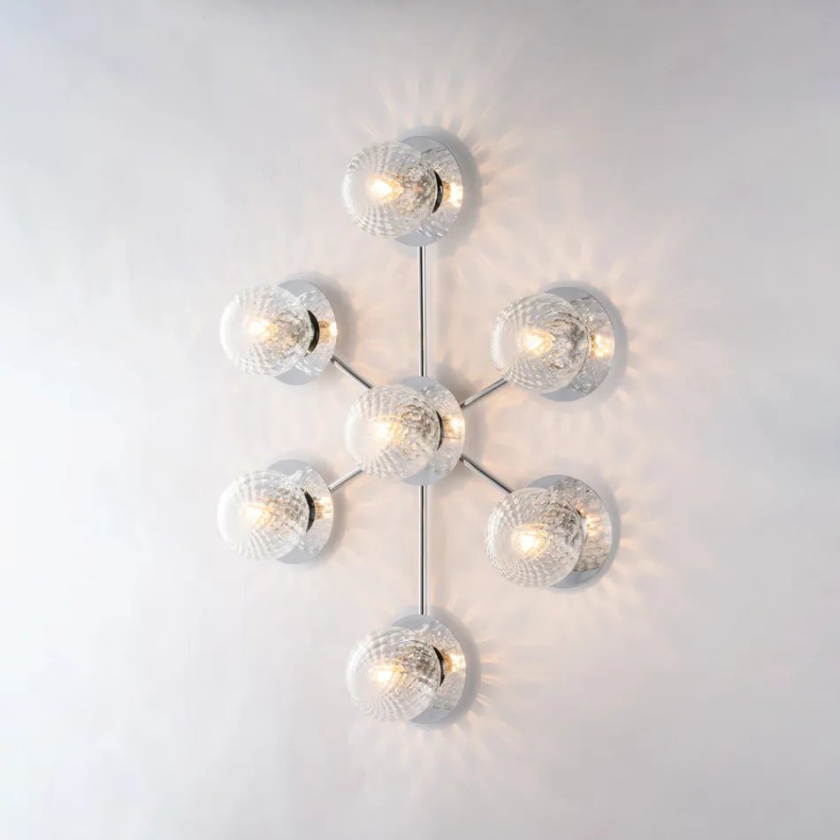 Lámpara de techo de hierro para decoración de interiores, fabricada en Italia - Como Viadurini