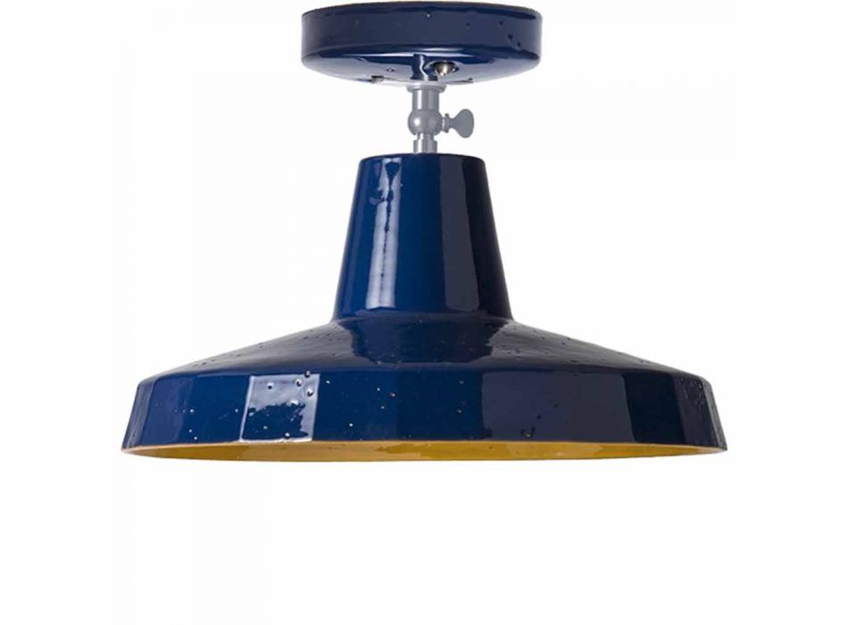 Lámpara de techo en mayólica toscana y latón, 30 cm, Rossi - Toscot Viadurini